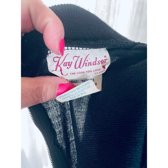 Vintage1970 dress, black top, grey skirt, long sleeves shirtdress, 2/4 (S) - Picture 10 of 10